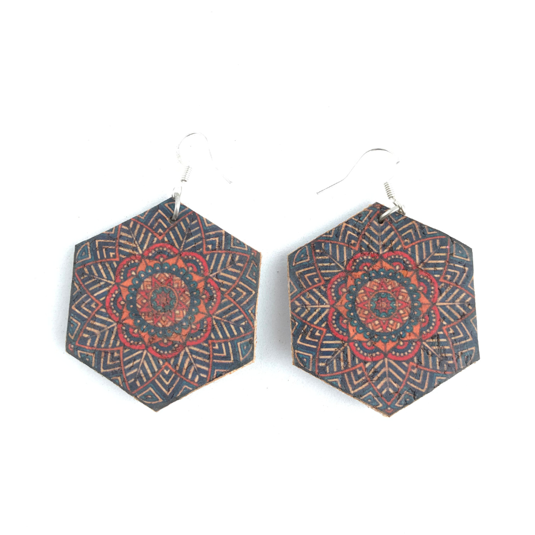 aros mujer de corcho vegano boho chic