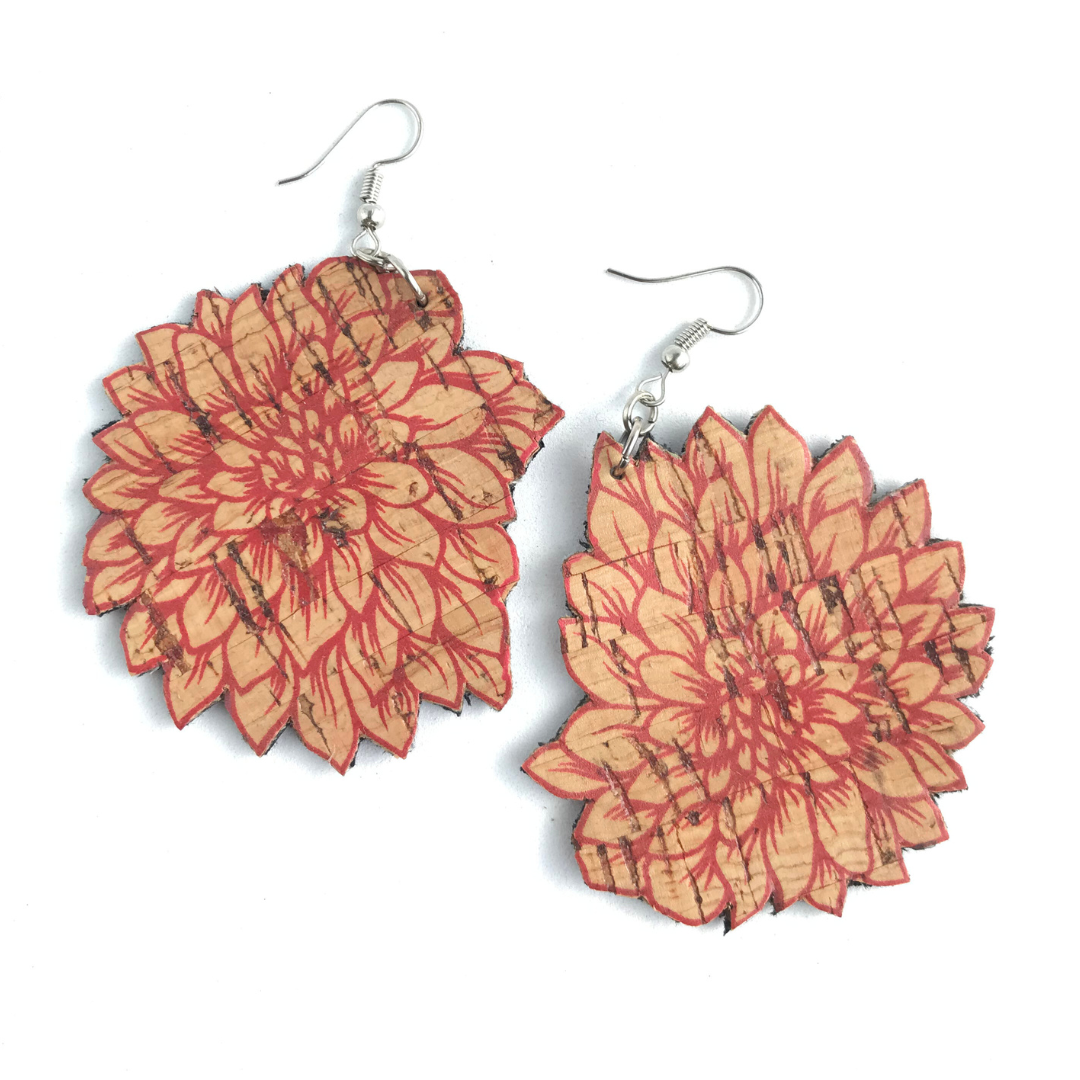 Aros de corcho portugués flores rojas