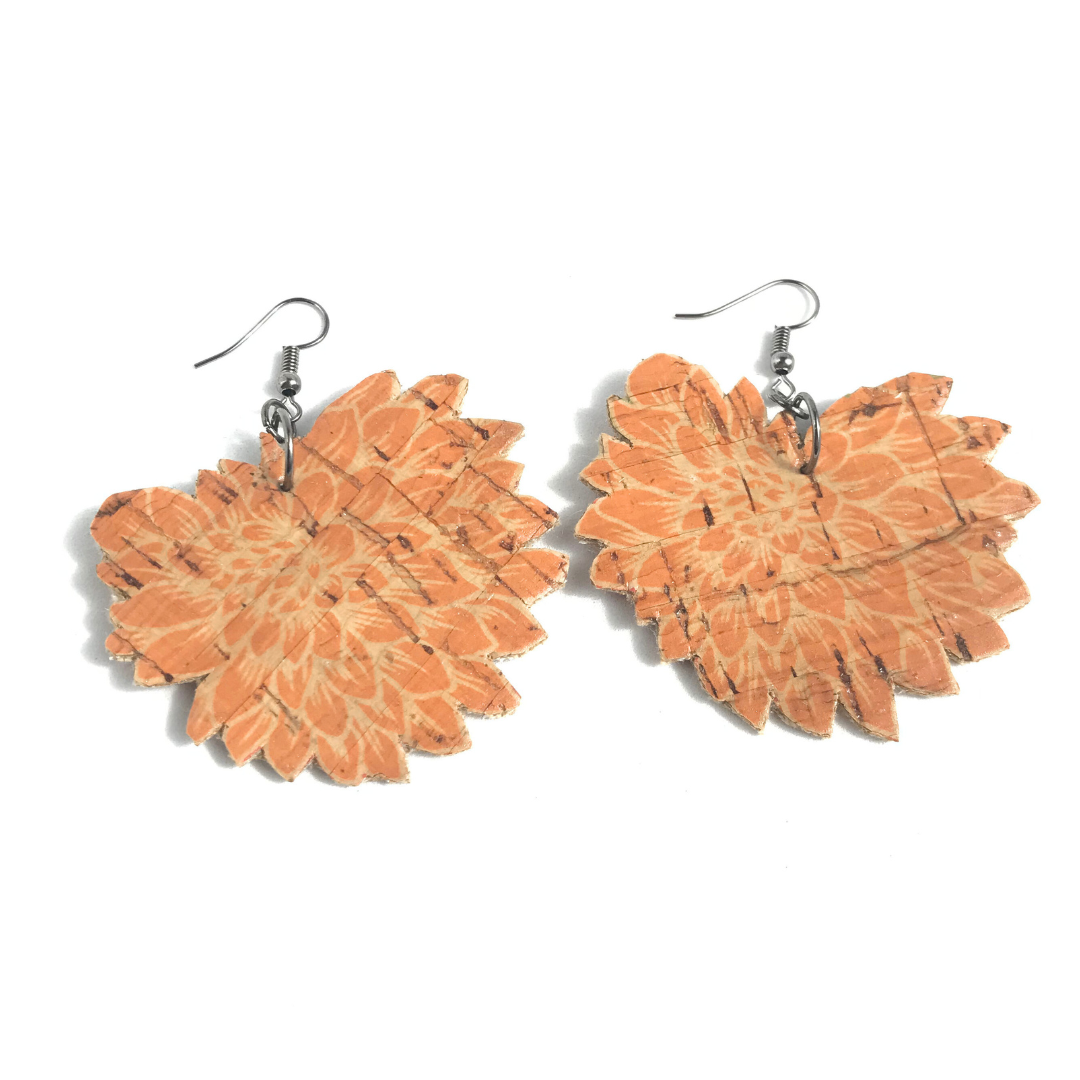 aros colgantes de corcho flores naranjas