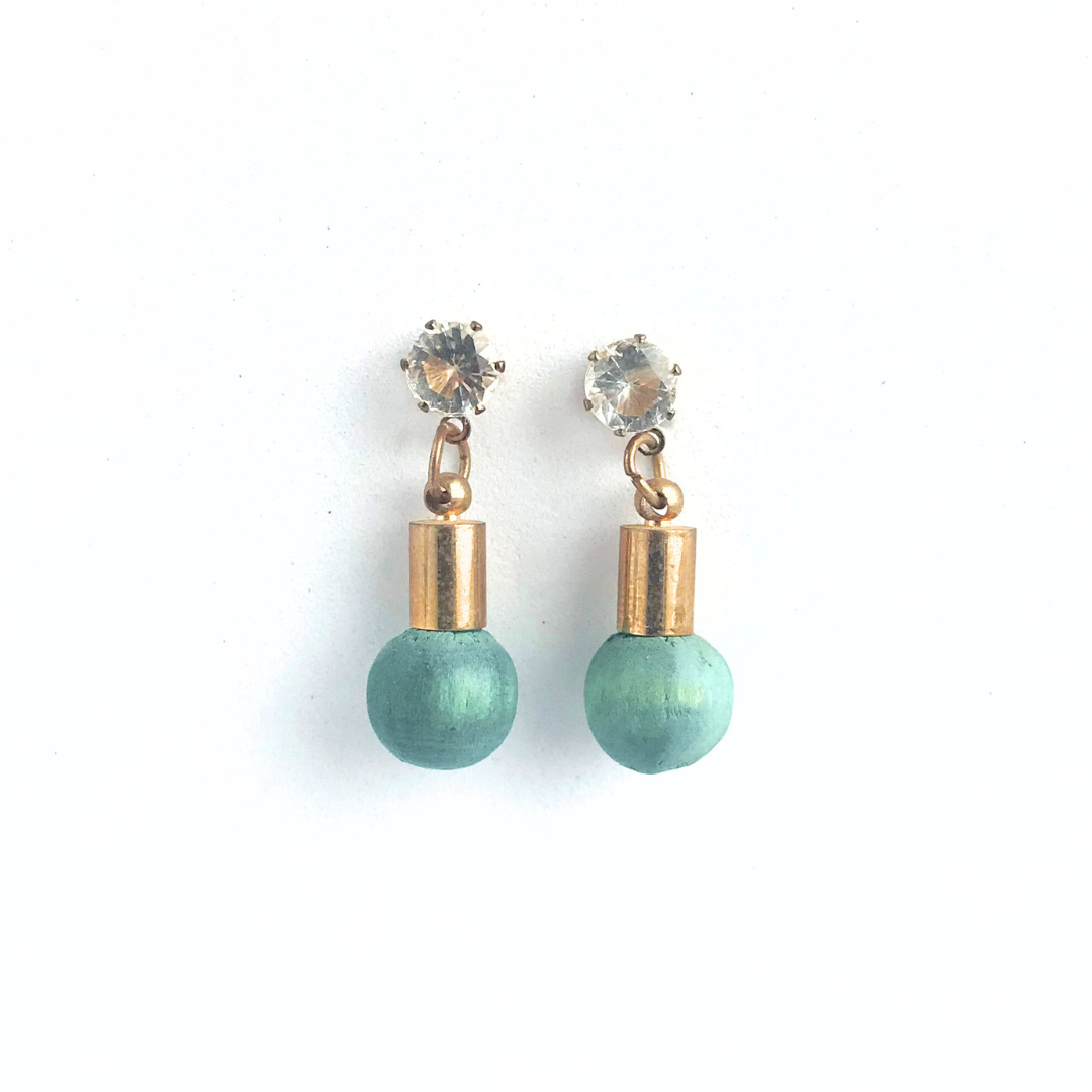Aros de madera verde imitación diamante zamac aleación de metales hipoalergénico