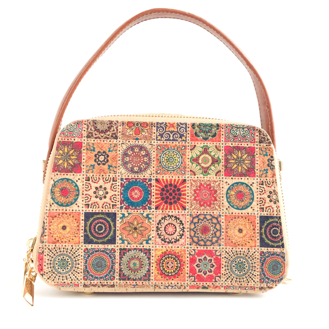 Reverso cartera de corcho diseño azulejos de portugal correas de eco cuero