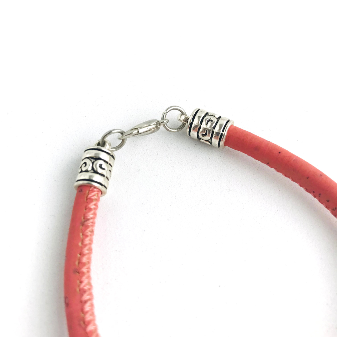 Detalles pulsera de corcho y zamac aleación de metales hipoalergénicos