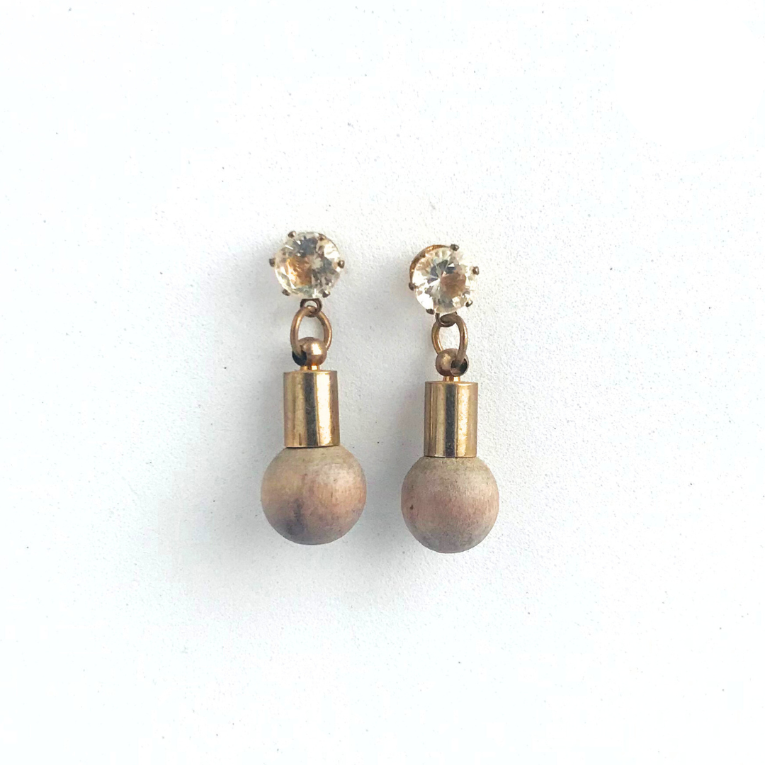 Aros de madera beige café claro imitación diamante zamac aleación de metales hipoalergénico