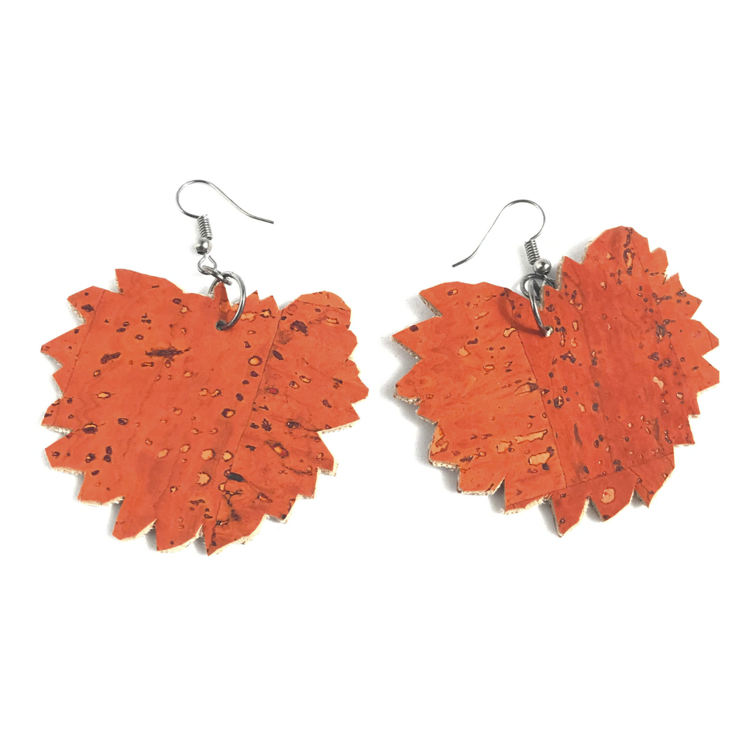 aros colgantes de corcho color naranja