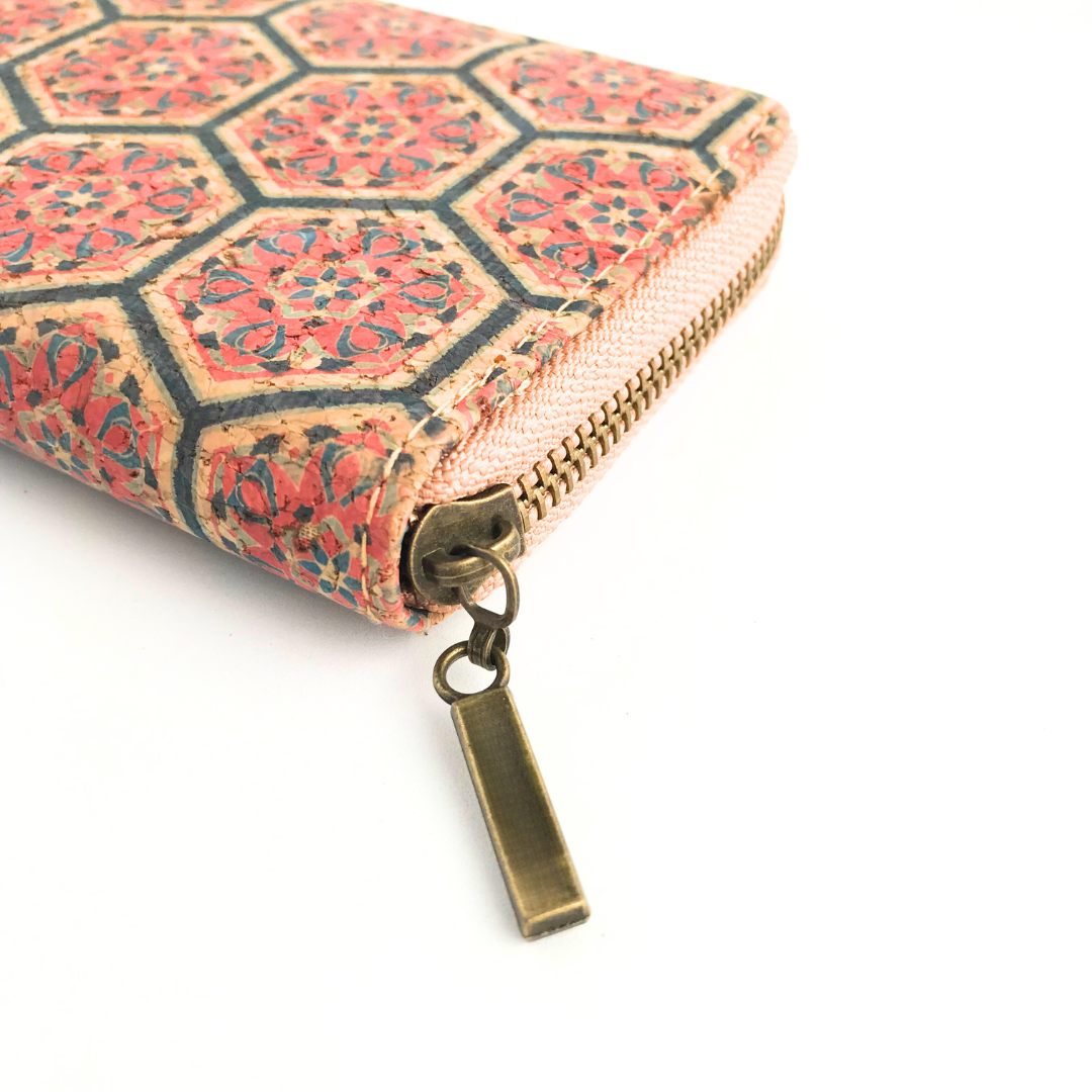 Billetera roja de corcho portugues mujer