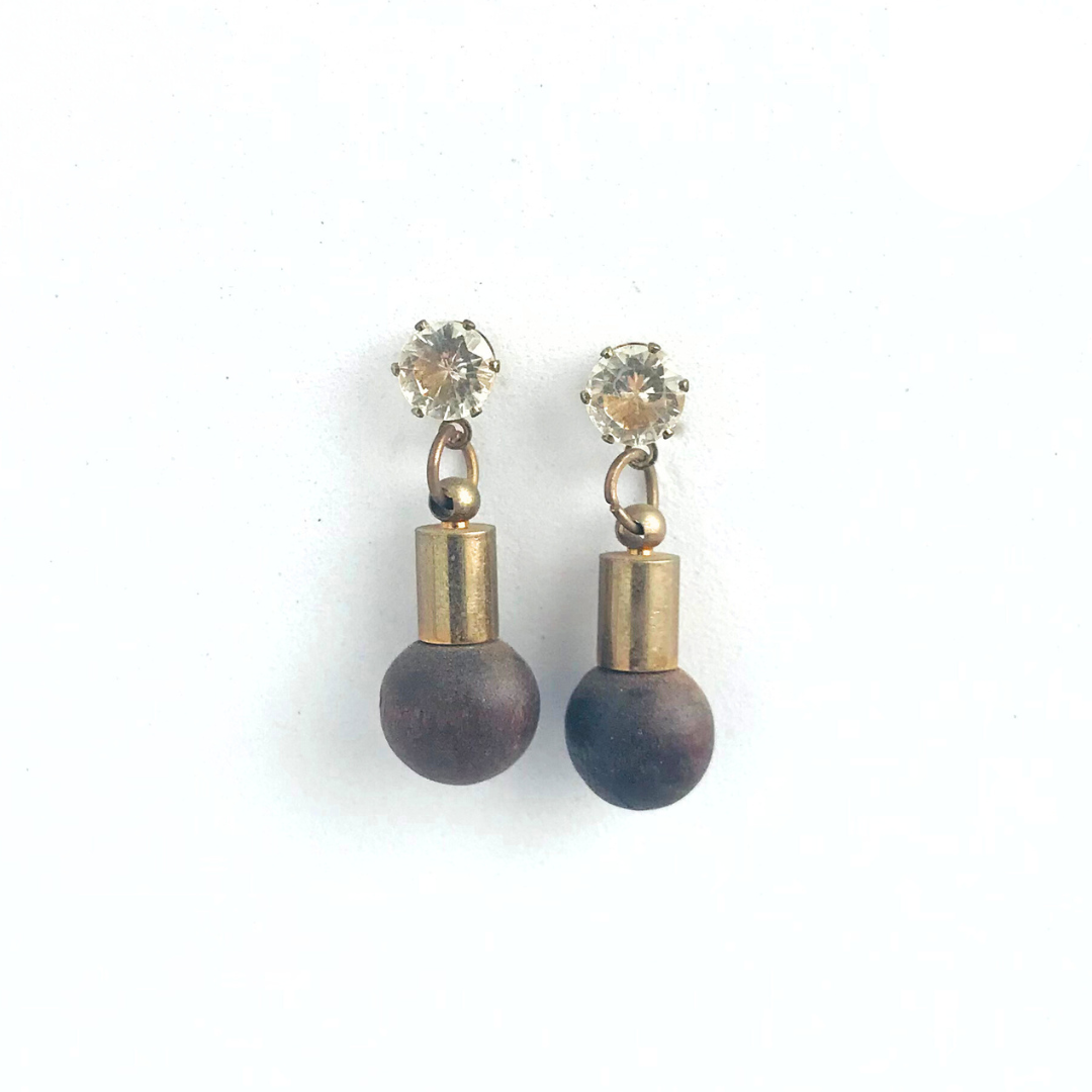 Aros de madera color negro imitación diamante zamac aleación de metales hipoalergénico