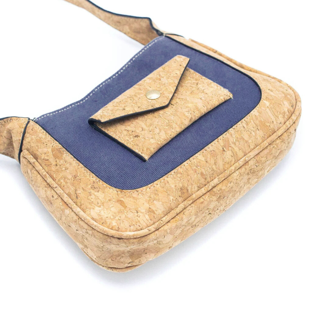 Cartera de corcho cuero vegano azul natural moda mujer sustentable