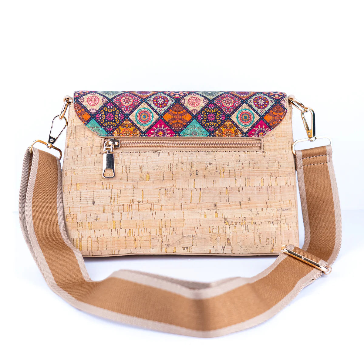 Reverso cartera bandolera de corcho correa ajustable