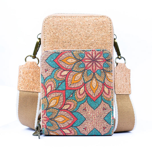 Bandolera Mujer de Corcho Natural Flores Cuero Vegano Sustentable Moda Ecológica Tendencia 2025
