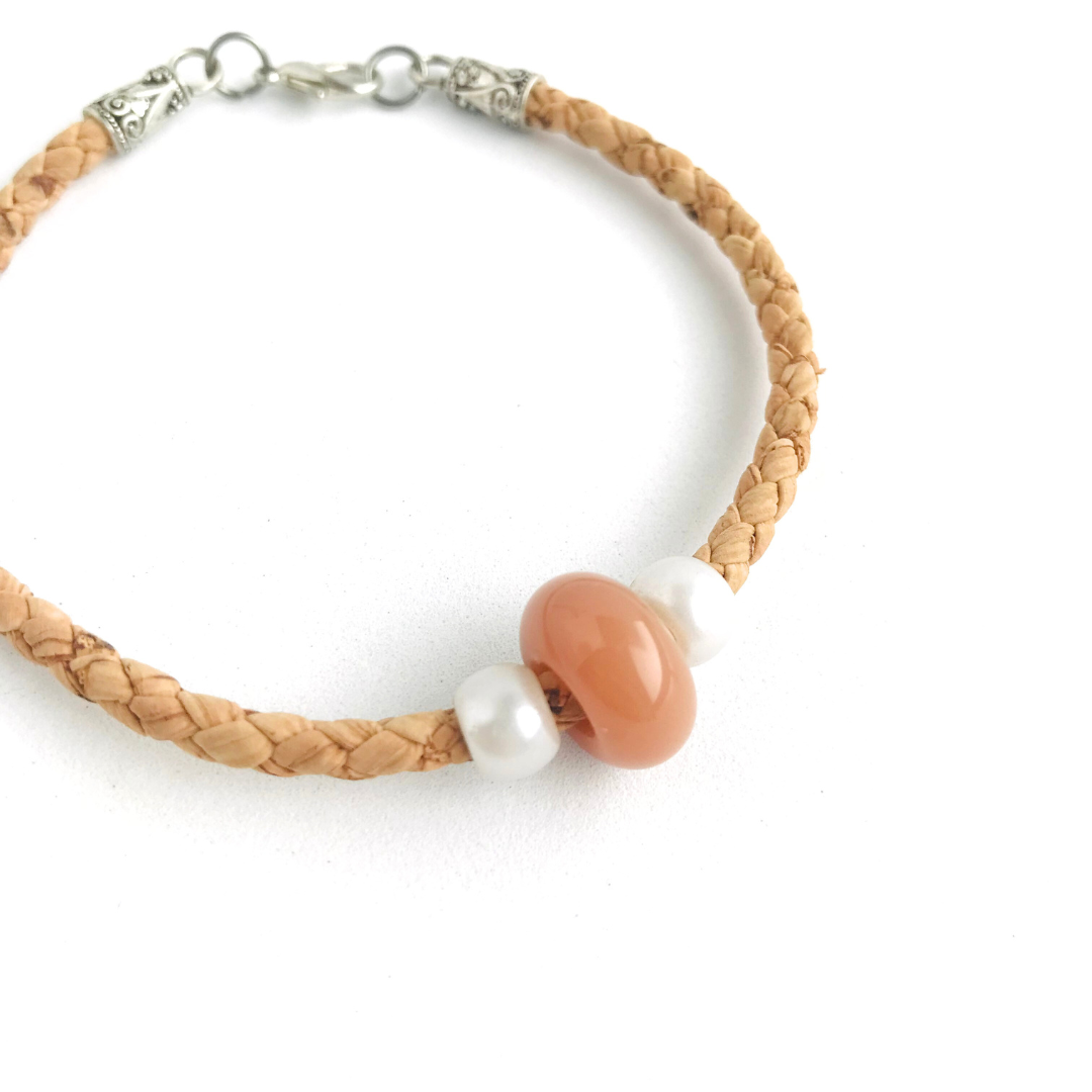 Pulsera de Corcho Trenzado Moda Vegana Sustentable Mujer Tendencia