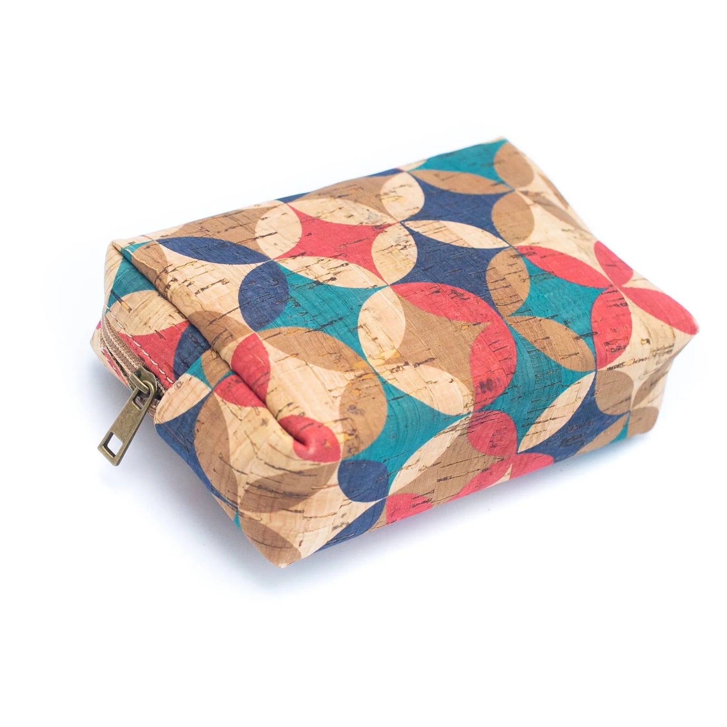 Mini cosmetiquero para cartera de corcho portugués azul rojo y turquesa