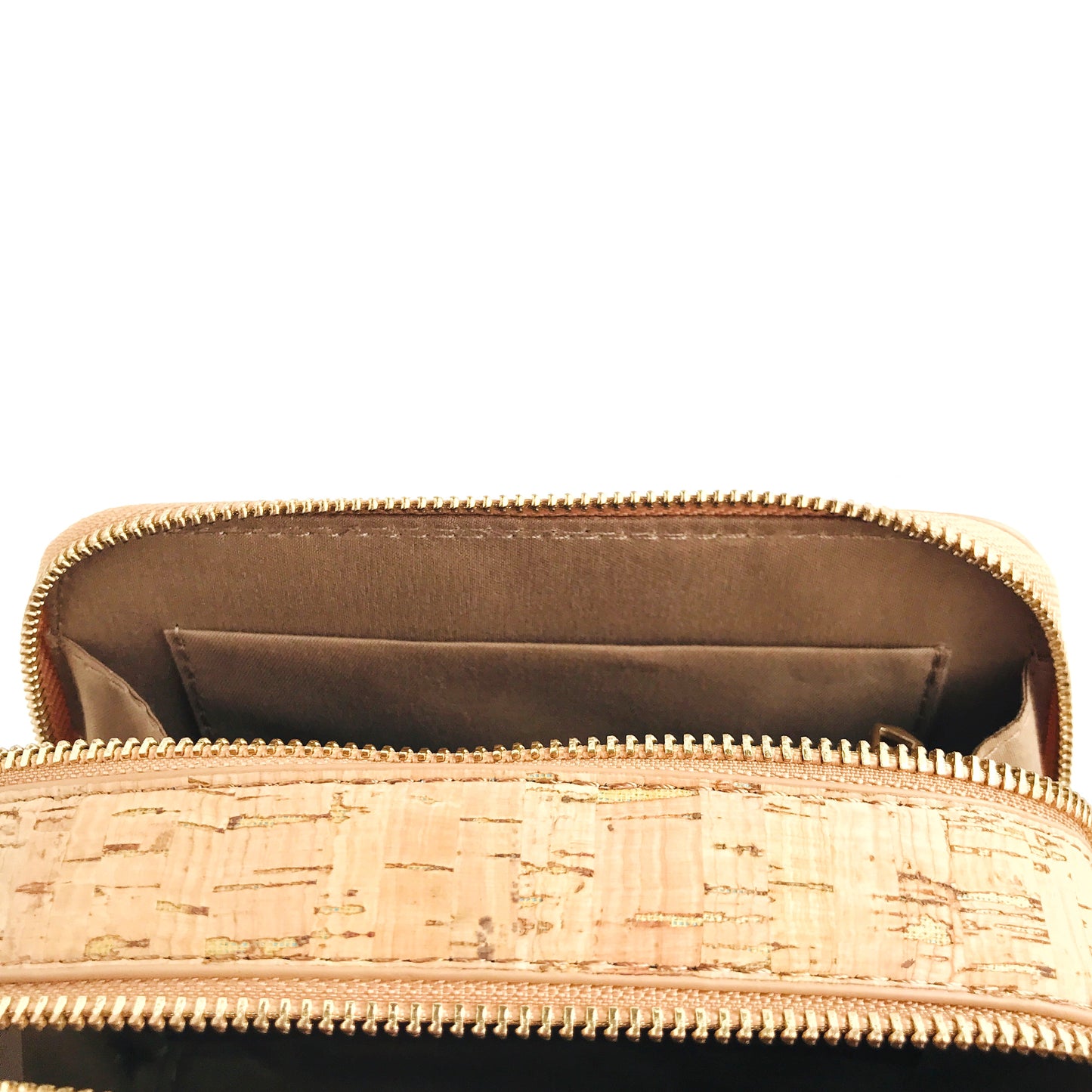 Bolsillos forrados interior cartera de corcho