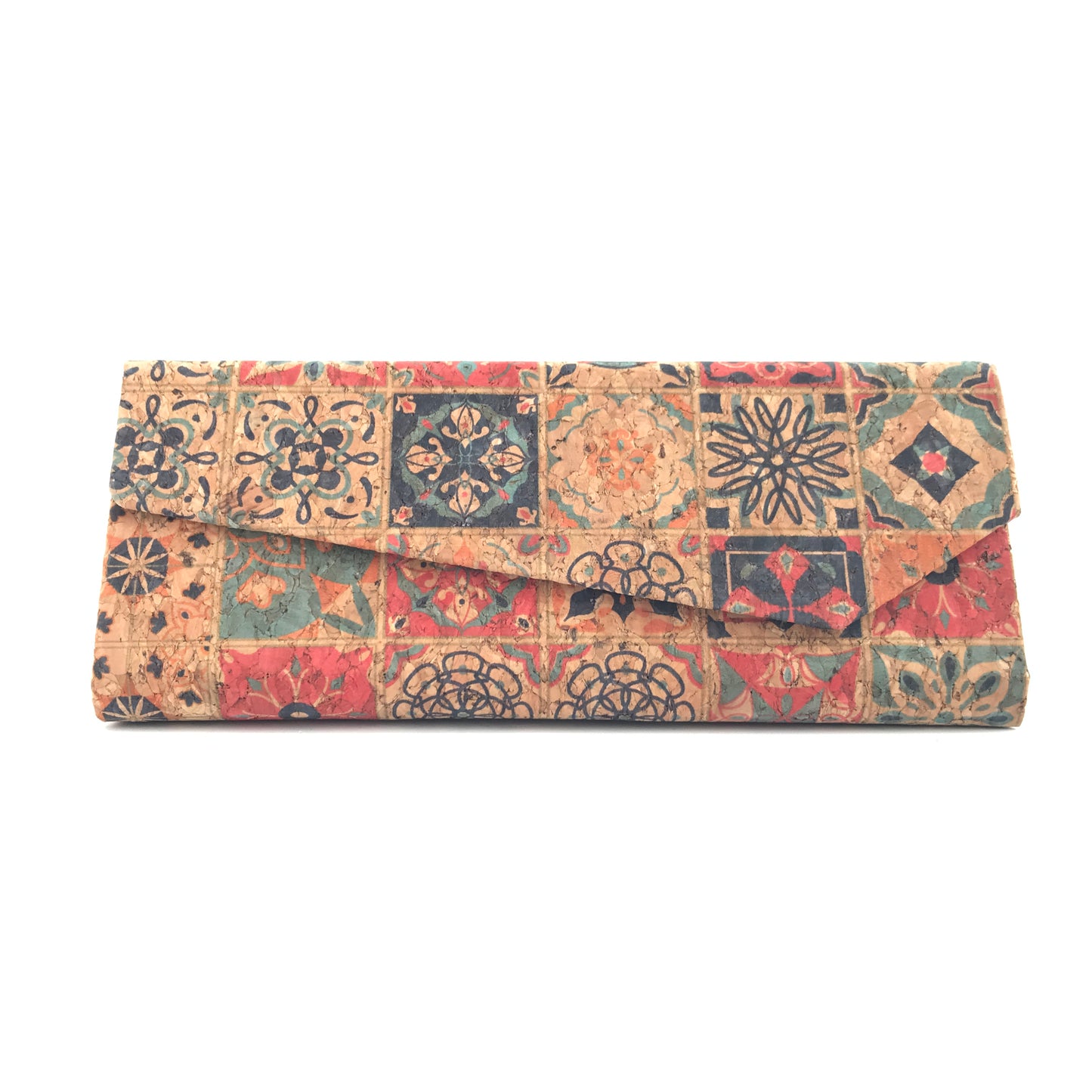 Estuche para lentes de corcho natural plegable diseño portugués azulejos