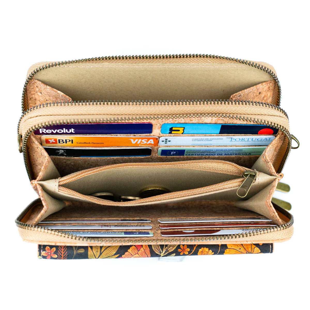 Interior bandolera portacelular cartera mujer de corcho sustentable vegano