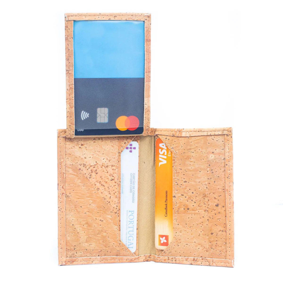 Tarjetero de corcho natural sustentable cuero vegano moda hombre ecológico