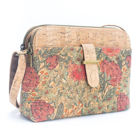 Cartera de corcho portugués cuero vegano sustentable diseño flores silvestres