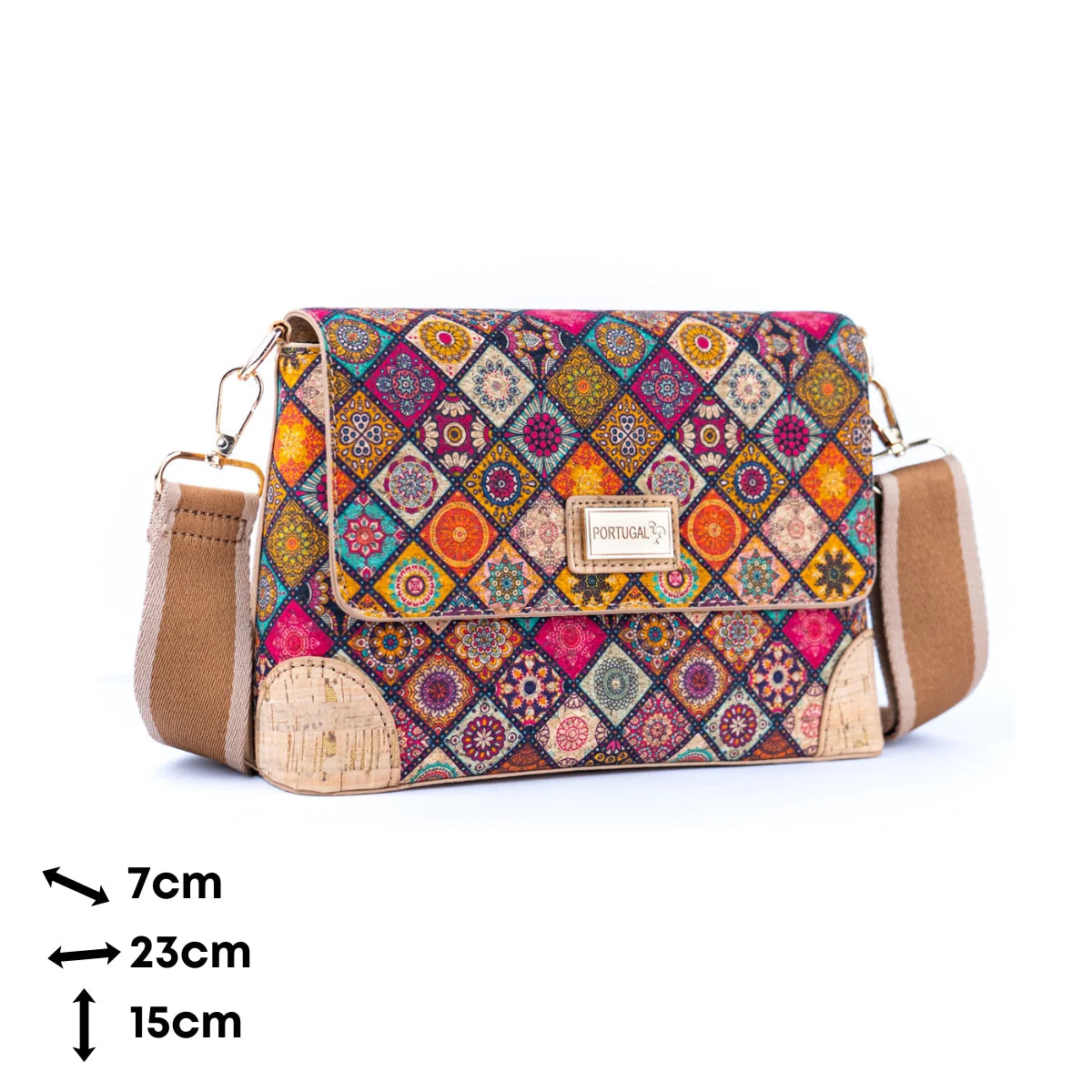 Medidas cartera de corcho portugués natural vegano diseño mandalas