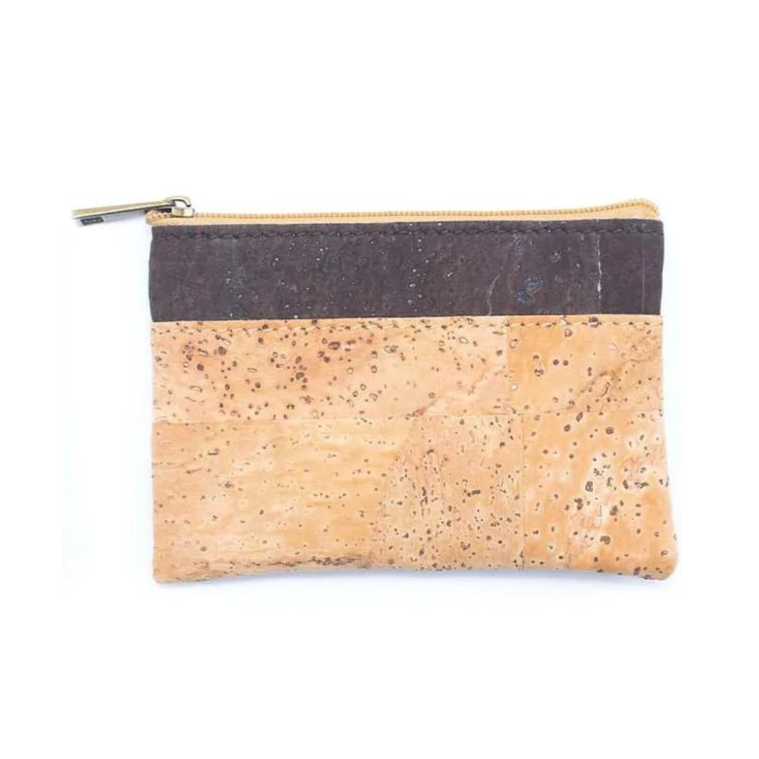 Monedero Hombre de Corcho Natural Cuero Sustentable Vegano Café