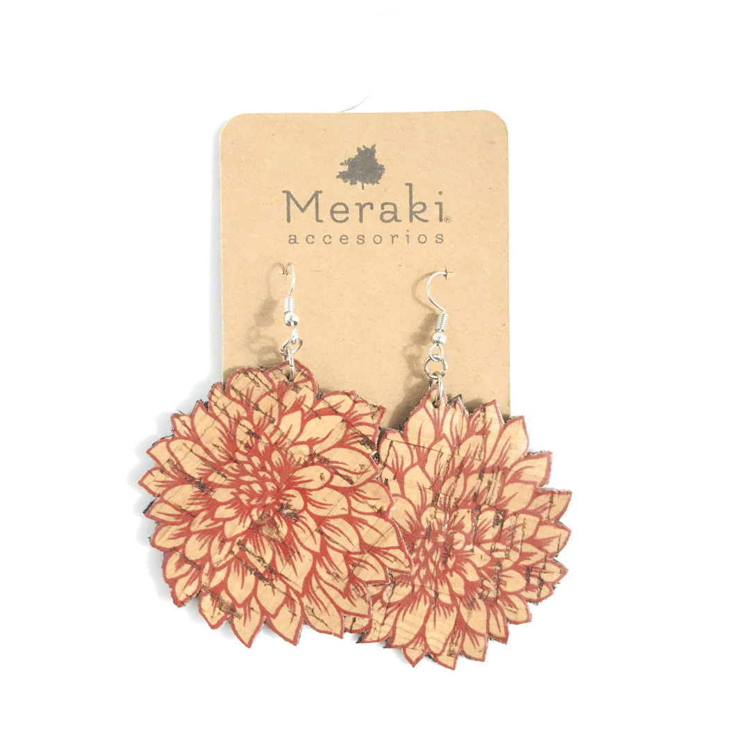 aros de corcho flores rojas vegano sustentable meraki cork