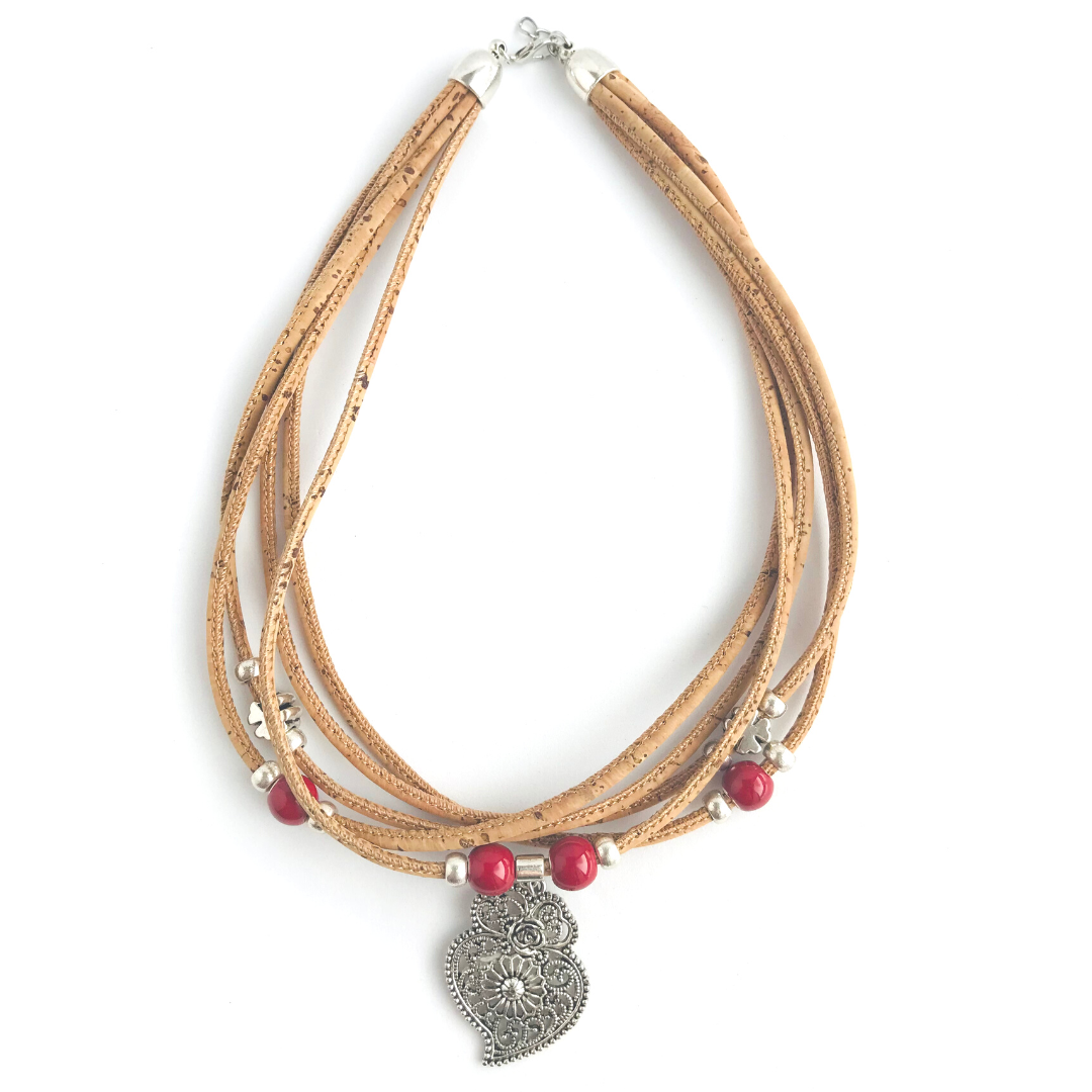 Collar de Corcho Portugués y Zamac Corazón de Viana