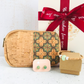 set de regalo mujer mini cosmetiquero para cartera de corcho color verde + pulsera de corcho trenzado y dije color verde agua + par de aritos de madera color verde