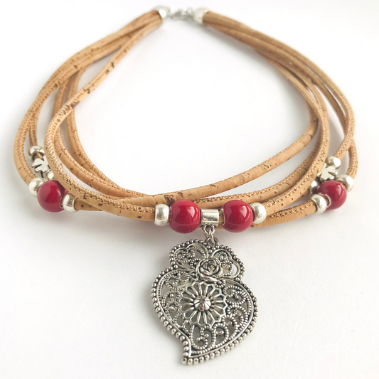 Collar de Corcho Portugués y Zamac Corazón de Viana 