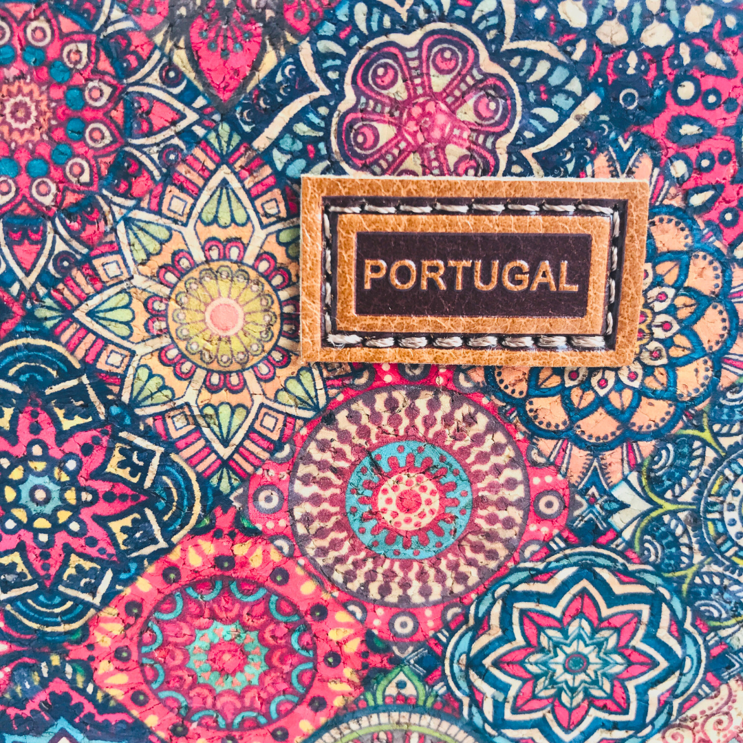 Diseño mandalas etiqueta Portugal de eco cuero