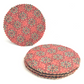 set de 4 posavasos de corcho y madera rojos