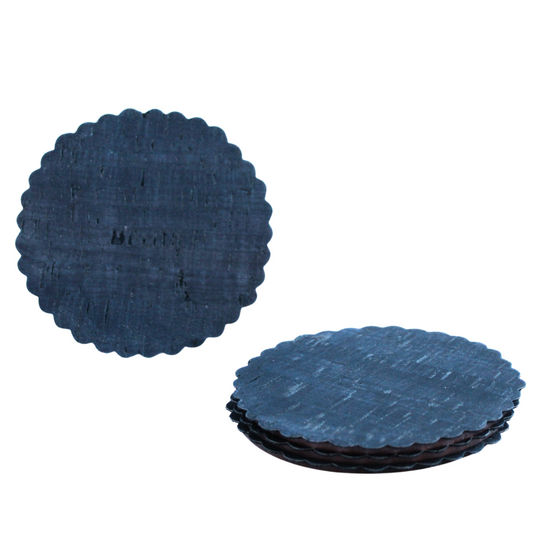Set de 4 posavasos de corcho con base de madera color azul marino oscuro o navy blue
