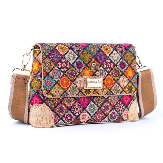 Cartera Bandolera de Corcho Natural Mandalas Correa Ajustable