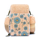 Cartera Bandolera Mujer de Corcho Natural diseño flores margaritas azules Moda Sustentable Eco Cuero Vegano Ecológico Tendencia 2025