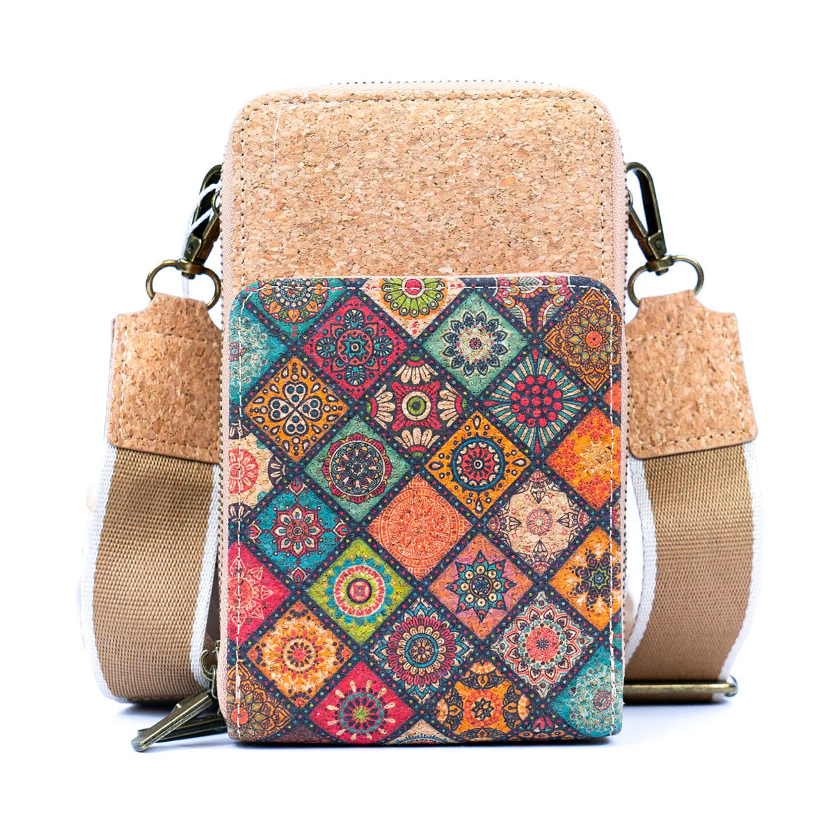 Cartera Bandolera Mujer de Corcho Portugués Diseño Mandalas EcoCuero Vegano Moda Sustentable Tendencia 2025