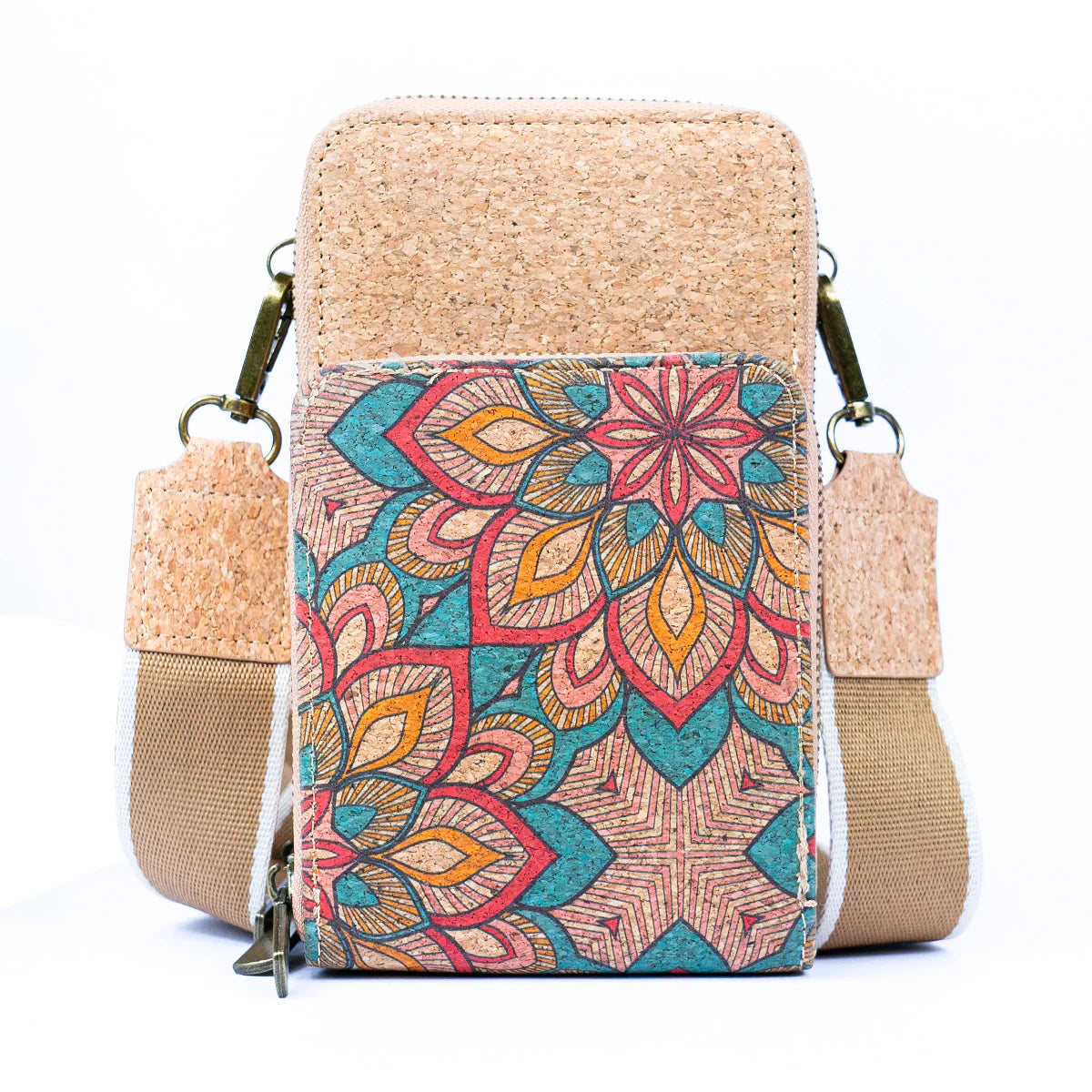 Bandolera Mujer de Corcho Natural Flores Cuero Vegano Sustentable Moda Ecológica Tendencia 2025