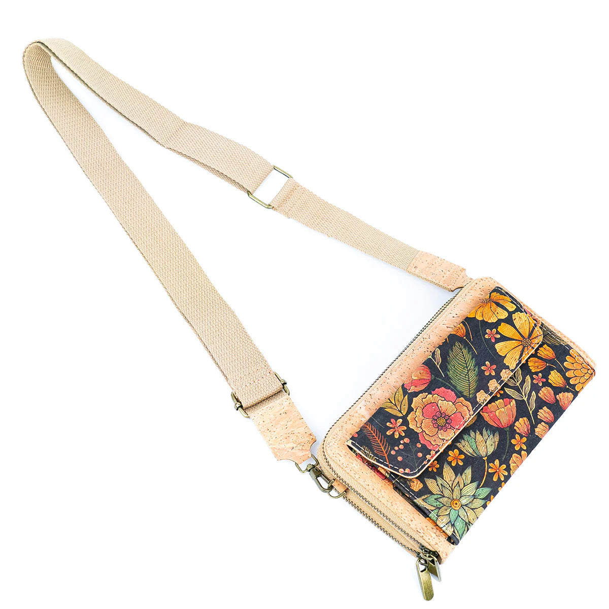 Bandolera Portacelular de corcho vegano sustentable mujer cartera billetera