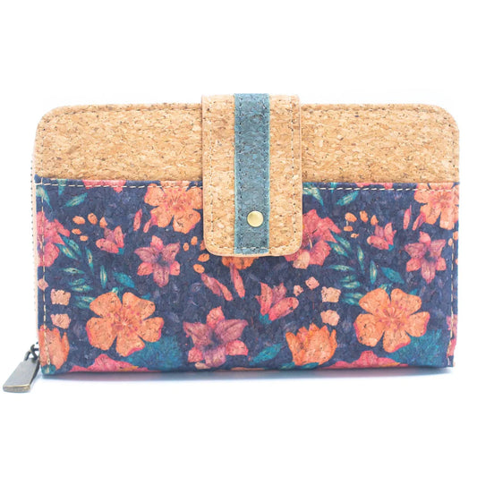 Billetera Mujer de Corcho Cuero Vegano Diseño Flores