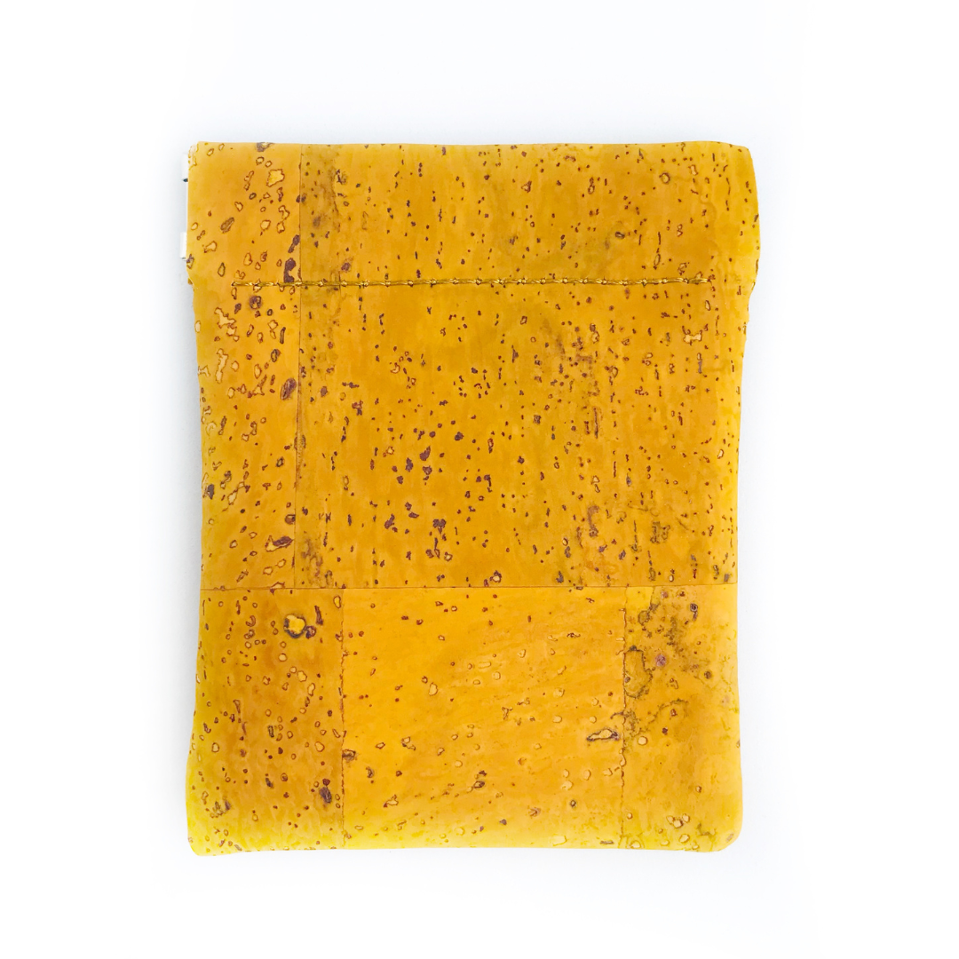 Monedero de Corcho Portugués Cuero Vegano Sustentable Color Amarillo Mostaza