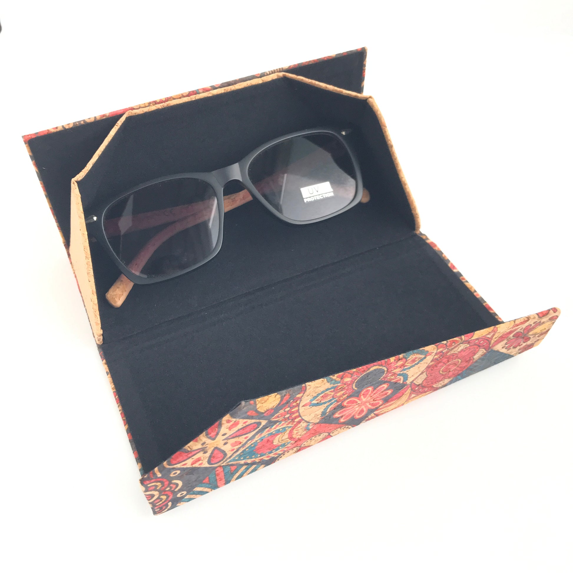 Estuche plegable de corcho natural para lentes de sol/ópticos accesorios de mujer sustentable cuero vegano