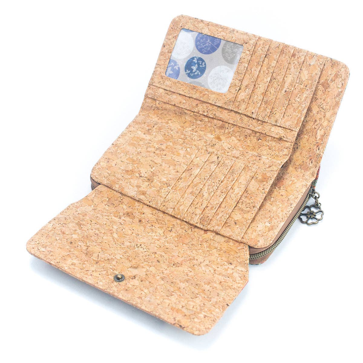 Interior billetera de corcho vegano sustentable cuero tarjetero mujer
