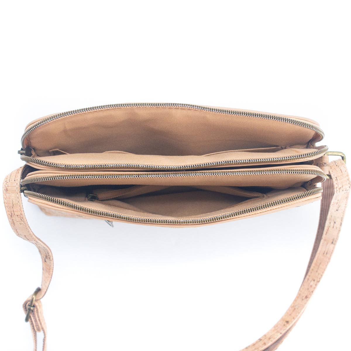 cartera de corcho interior forrado 3 compartimientos
