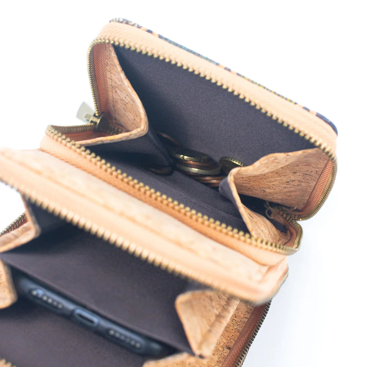 Cartera de Corcho Portugués Cuero Vegano compartimiento para monedas