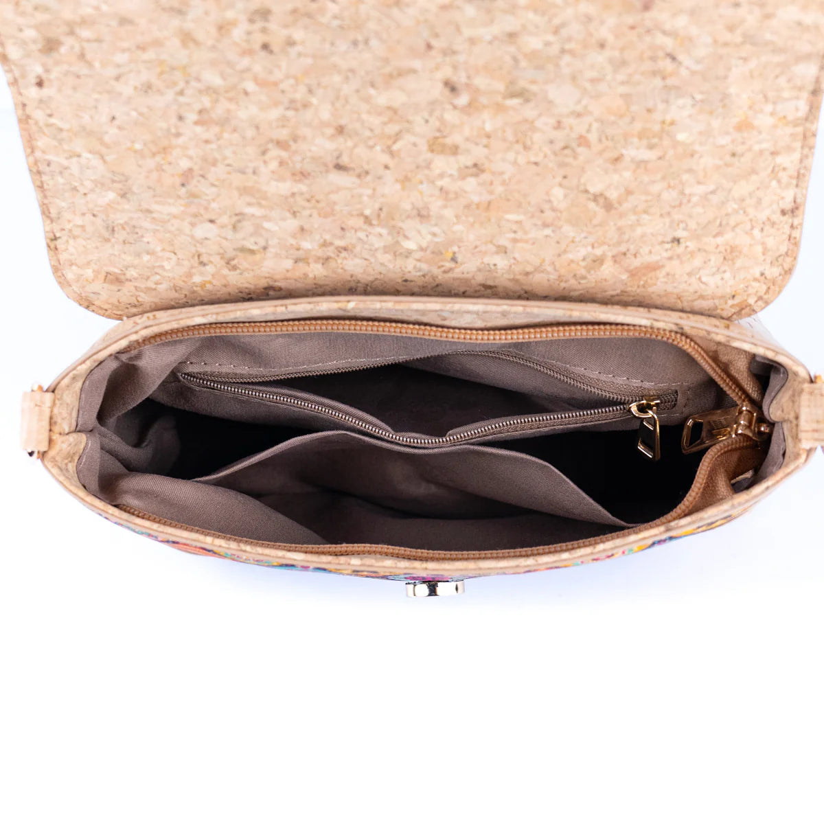 Interior Cartera bandolera de corcho natural forrado 