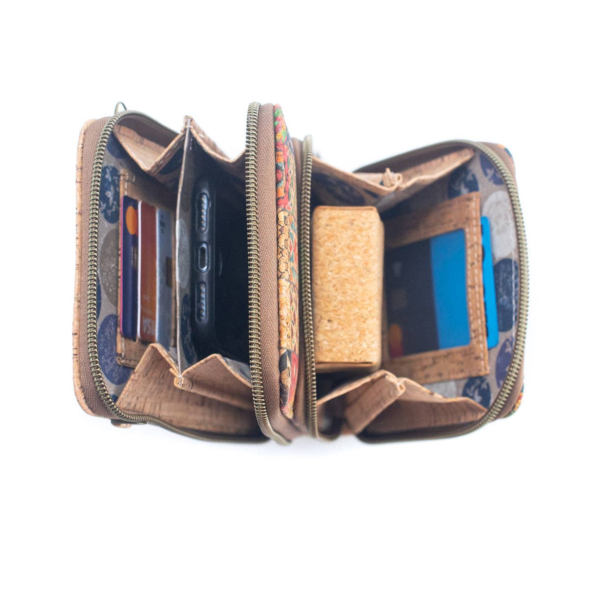 Interior cartera bandolera para celular tarjetero mujer vegano sustentable