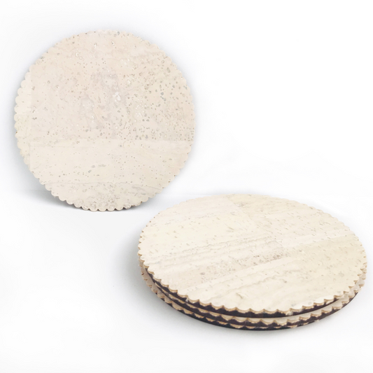 Set 4 Posavasos de Corcho Portugués Color Blanco 