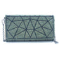 Cartera clutch de corcho geométrica con correa de cadena color verde turquesa