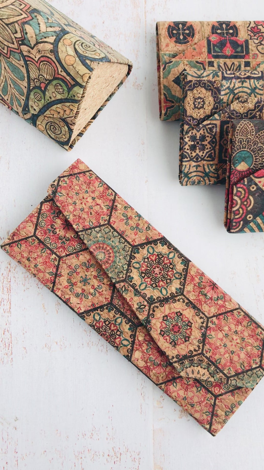 Estuches de lentes plegables de corcho natural