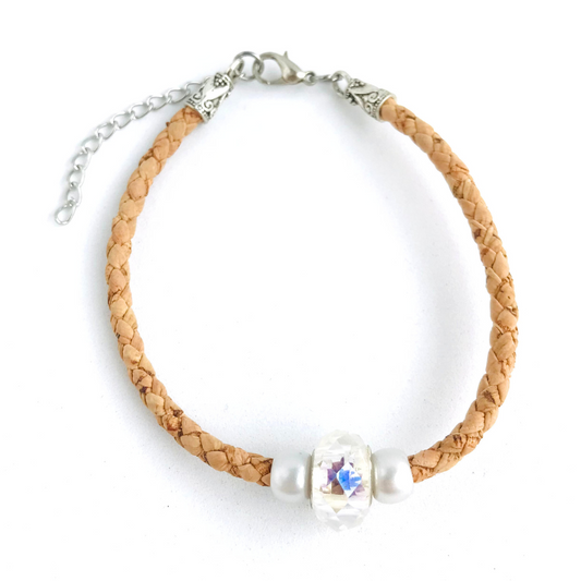 Pulsera de Corcho Aesthetic y ZAMAC apta para veganos bisutería sustentable tendencia moda mujer