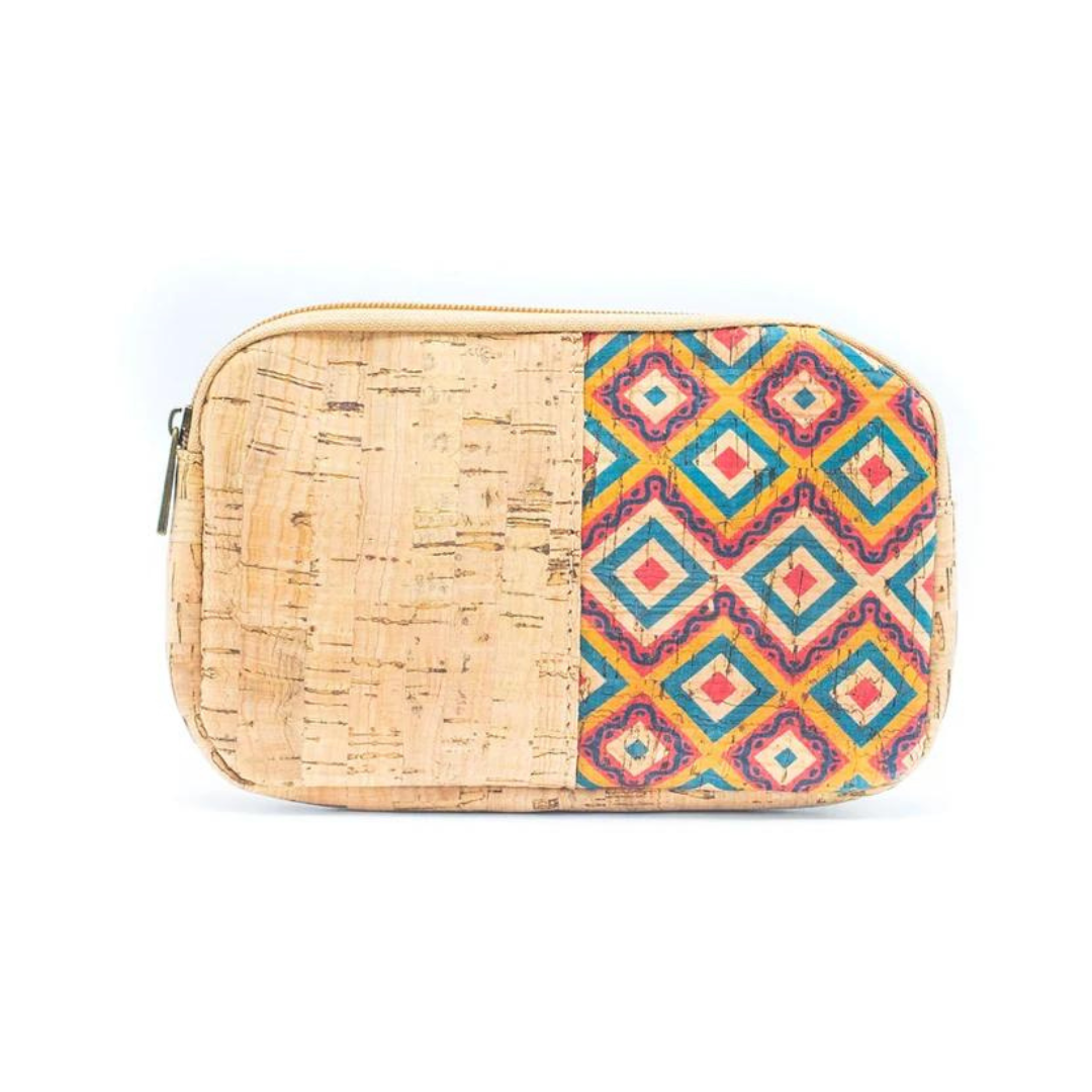 Mini Cosmetiquero de Corcho Portugués Mujer Sustentable Estuche para guardar maquillaje en cartera de Cuero Vegano 