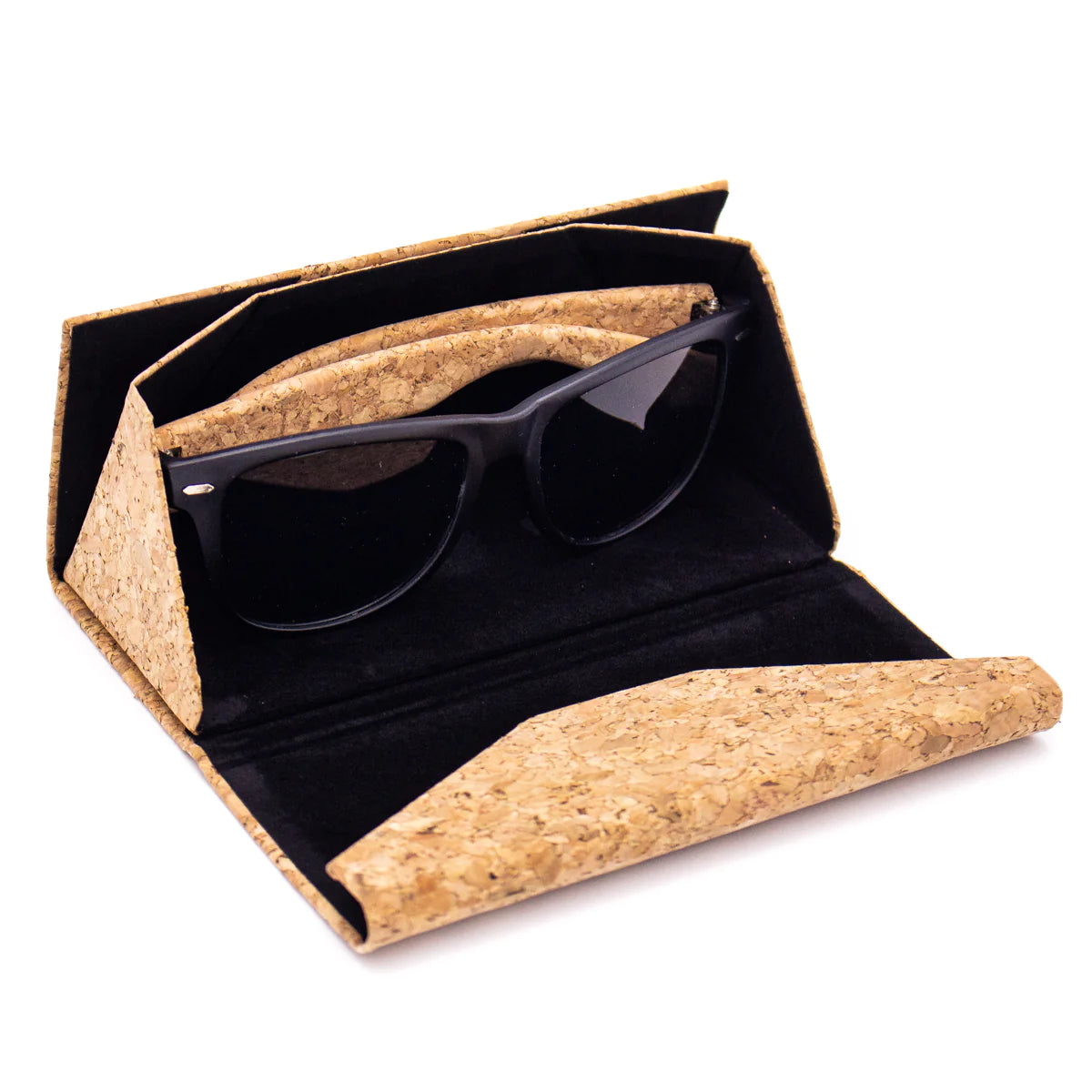 Estuche para lentes de corcho natural plegable cuero vegano sustentable accesorios de mujer cierre con imán 
